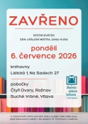 Pondělí 6.7. ZAVŘENO - státní svátek