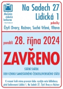 Upozornění. V DEN státního svátku 28.10. 2024 bude knihovna uzavřena. PRO VRACENÍ KNIH VYUŽIJTE BIBLIOBOXY NA LIDICKÉ, NA SADECH, VE ČTYŘECH DVORECH A ROŽNOVĚ. Děkujeme.