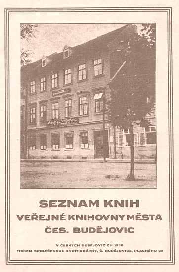 1924 - Obálka seznamu knih s pohledem na první vlastní budovu knihovny